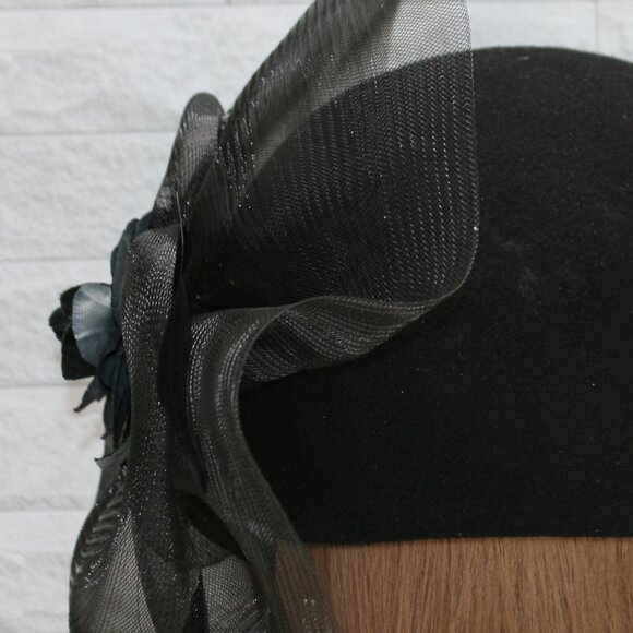 VINTAGE Hat Retro Flapper Costume Headwear Regal Goth Black Side Fascinator - Picture 6 of 15